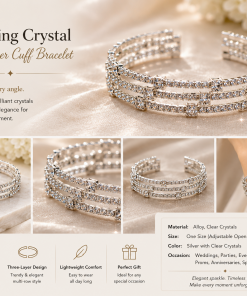 Sparkling Crystal Open  Cuff Bracelet