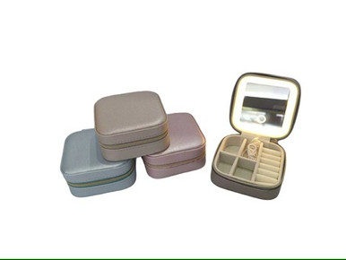 Jewelry box Led Light Case with Mirror- Compact Travel organizer