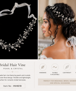 Hair band with white ribbon style crystal