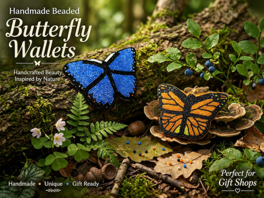 Handmade Beaded Butterfly Coin Wallet