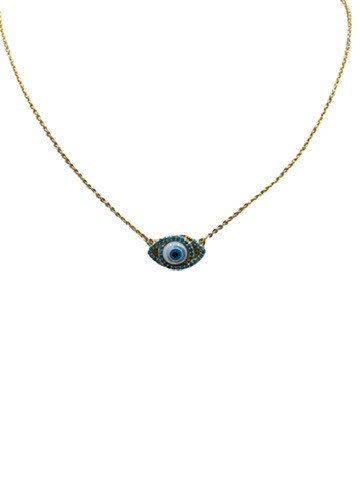 Necklace Evil eye Oval blue cubic zirconia