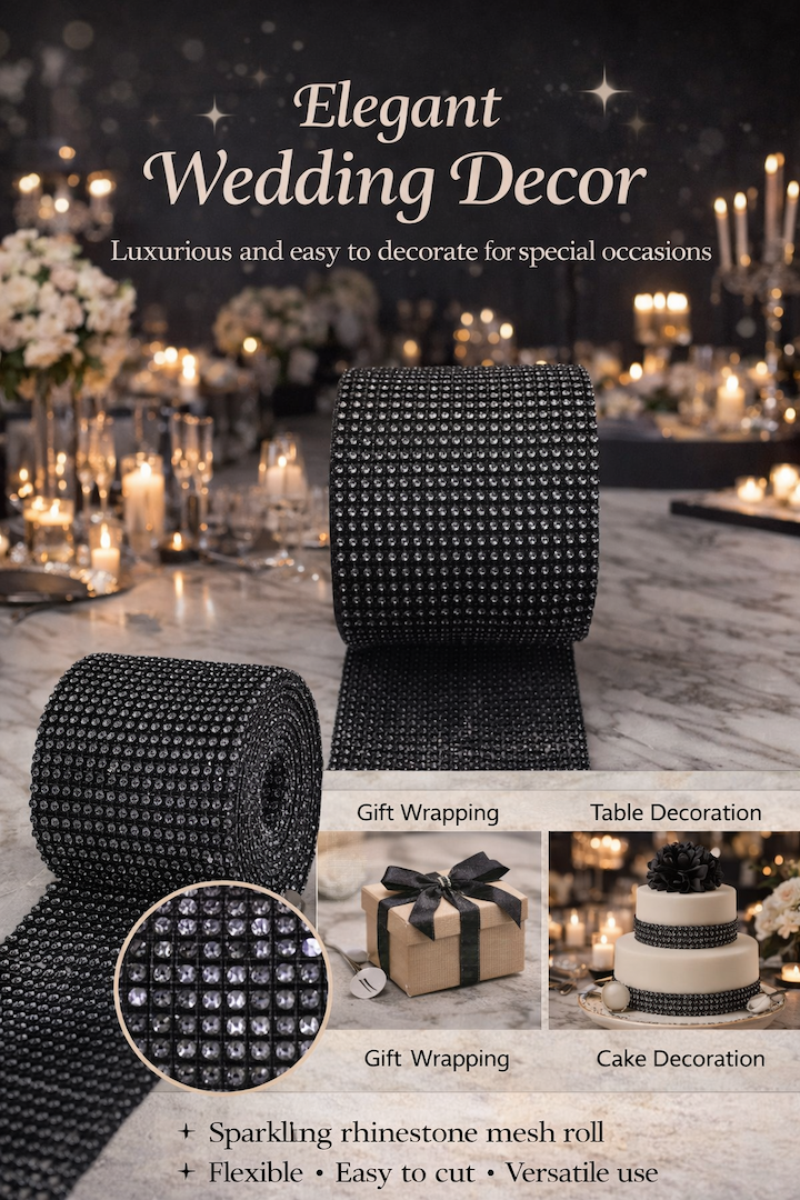 Diamond Rhinestone mesh Ribbon Wrap Roll - Image 5