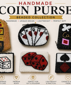 Handmade Beaded Coin Purse-Casino Night Collection