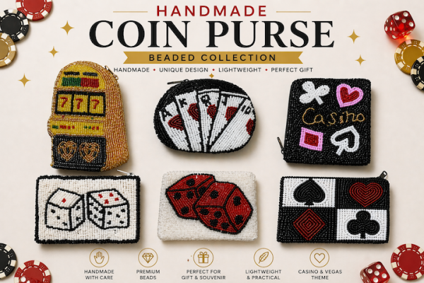 Handmade Beaded Coin Purse-Casino Night Collection