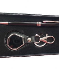 Boxed Set - Pen and mirrored leather keychain
