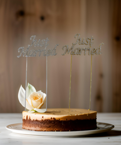 Cake Topper- Just married SILVER OR GOLD