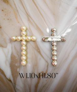 Brooch pearl top back gold or silver trim 12pcs @pack