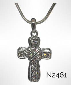 Necklace - Cross, Ribbon Look w/ "X" Design in Center