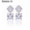 Cubic Zirconia earring sterling silver post flower & cube