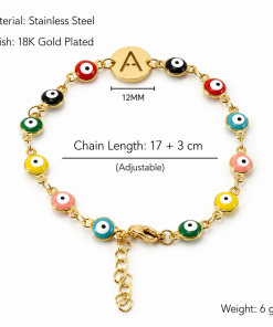 Bracelet Evil Eye colour Stainless Steel With Alphabet - Image 2
