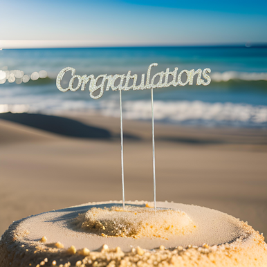 Cake Topper - Congratulations (170mmx25mm) (silver/gold)
