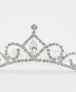 Hair Comb with Clear Bead in Middle, Silver and Gold