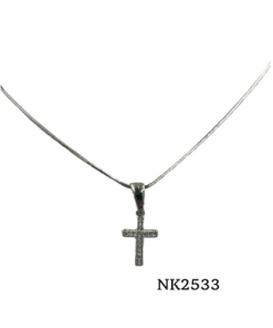Necklace-cross flat silver or gold