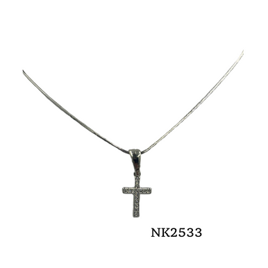 Necklace-cross flat silver or gold