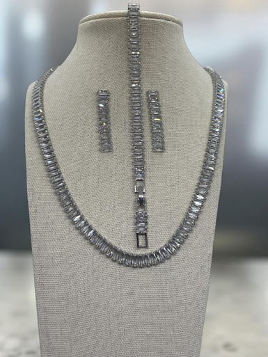 Tennis necklace and Earring set