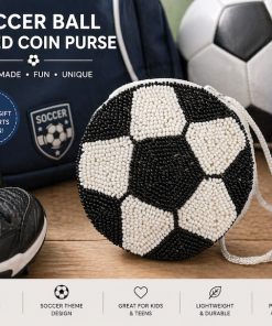 Handmade Beaded Coin Purse- Soccer Ball Design
