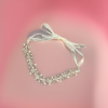 Hair band with beige silk ribbon