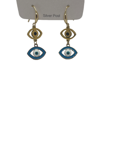 Earring evil eye hanging oval sharp gold