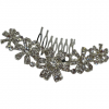 Hair comb with ribbon shaped flowers and rhinestones
