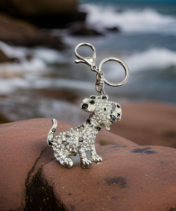 Keychain- Large dog with black and white spots