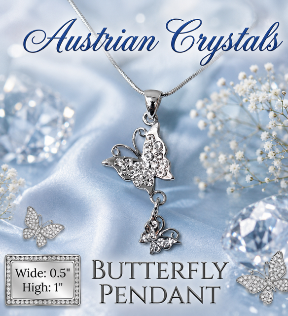 Necklace -Butterfly Two, One Dangling - Image 2