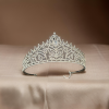 Hair tiara large - Victorian swirl design with tear drop crystal in middle