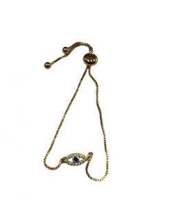 Bracelet- Evil eye small, on pull cord,Silver , Gold or Rose gold (Color Option)