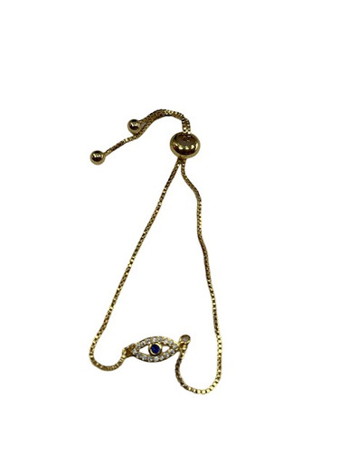 Bracelet- Evil eye small, on pull cord,Silver , Gold or Rose gold (Color Option)