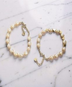 Bracelet freshwater peach colour oval style