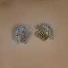 Hair comb- 2 Rhinestone leaf shapes with 10 rhinestone pointed ovals and 2 swirls , gold