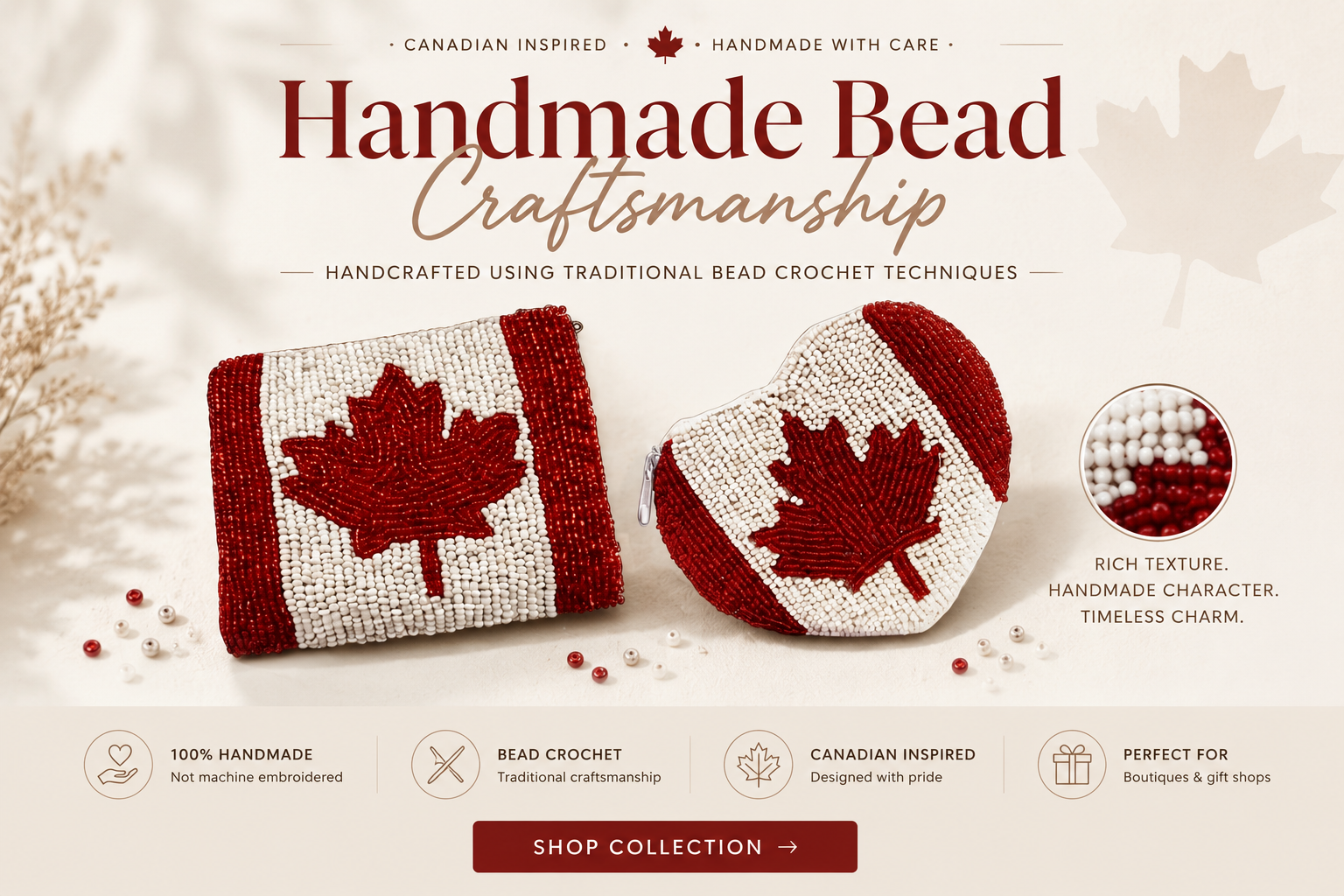 Canadian Flag Handmade Bead Purse Collection