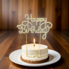 Cake Topper - Happy Birthday (Silver/Gold)