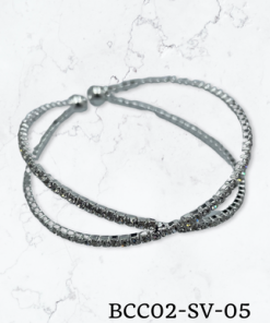Bracelet rhinestone cuff 2 line silver or Gold