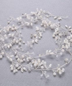Hair vine long, long and short pearl clusters and clear beads