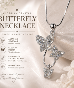 Alternative view of Austrian Crystal Butterflies Necklace