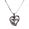 Necklace - Heart MOM w Crystal Flower