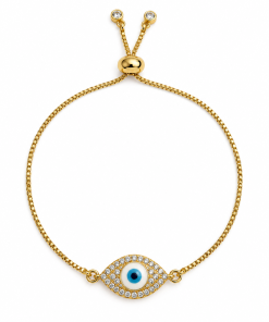 Evil eye Bracelet pull cord silver or gold chain more rhinestones - Image 3