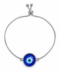 Evil eye circle style bracelet pull cord