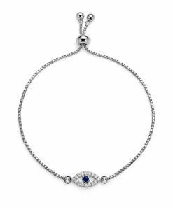 Bracelet- Evil eye small, on pull cord,Silver , Gold or Rose gold (Color Option)