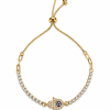 Bracelet- Evil Eye Hamsa hand gold beads pull up cord