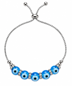 Glass evil eye with rhinestones beads