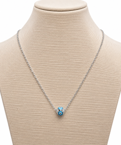 Necklace- Evil eyes on gold ball charm, gold and silver chain options