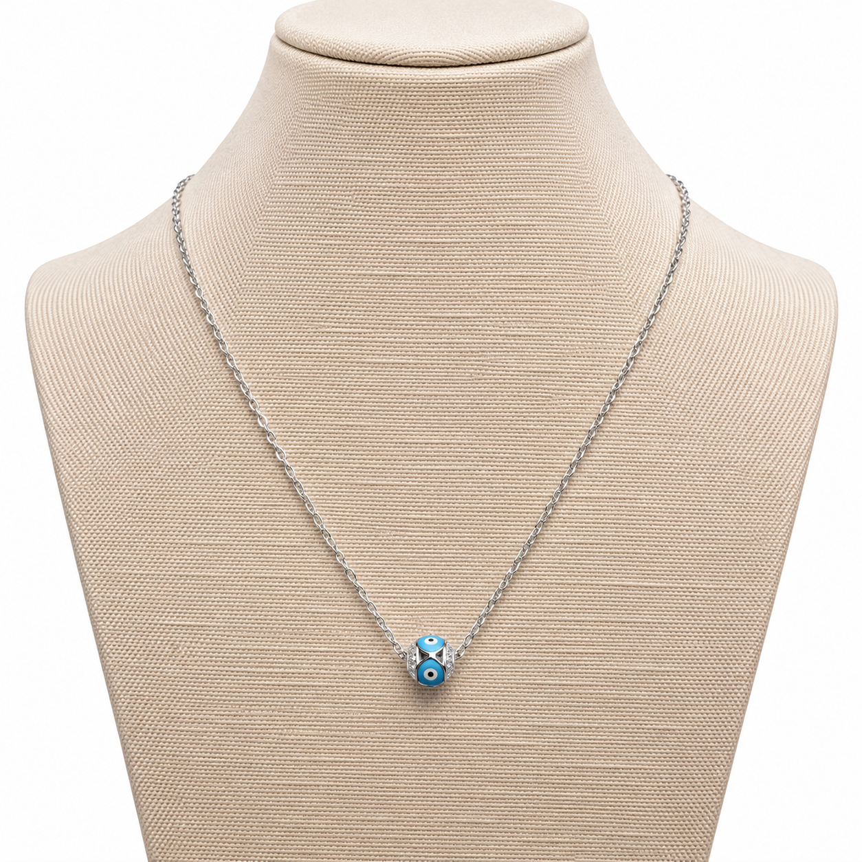 Necklace- Evil eyes on gold ball charm, gold and silver chain options