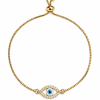 Bracelet- Evil eye big eye pull up cord gold or rose gold