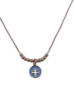 bracelet cross circle stone cross rose gold beads