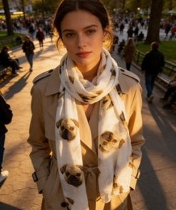 Pug dog Print Scarf