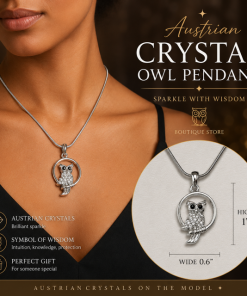 Alternative view of Austrian Crystal Owl in Moon Pendant Necklace