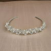 Hairband - 11 pearl and clear bead flowers with rhinestone in the center