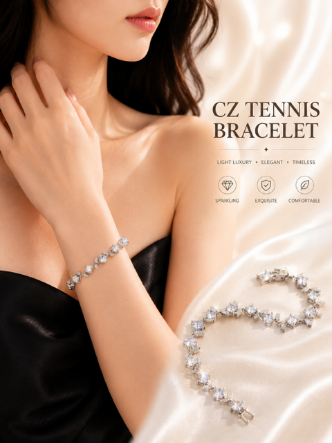 Leaf Link CZ Bracelet
