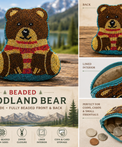 Beaded Woodland Bear Coin Purse